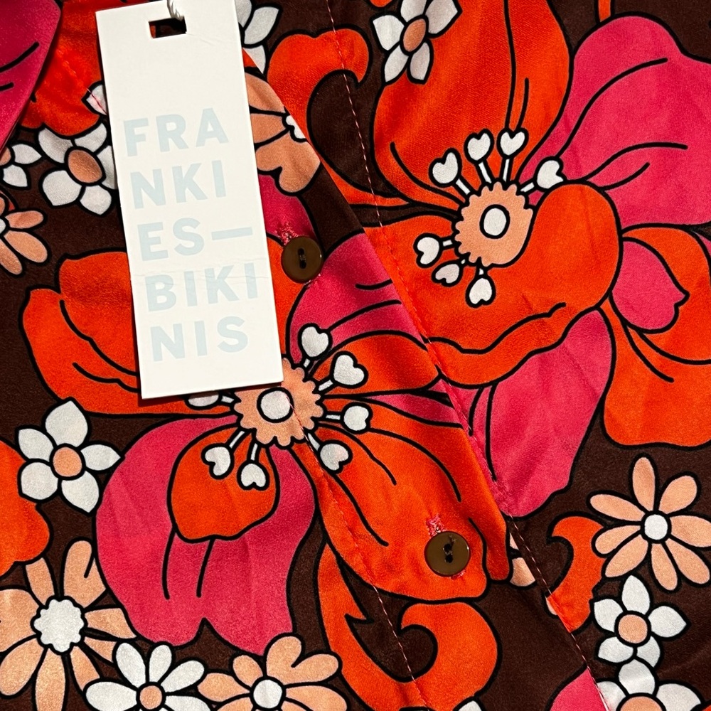 NWT Frankie’s Bikinis Koa Satin Cover Up Shirt Size XL - Picture 8 of 16